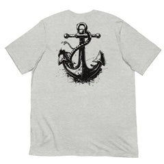 Anchor Strength T-shirt by Black Heart Tees Clothing – Symbolizing Resilience and Inner Strength (Back View, Athletic Heather Grey)