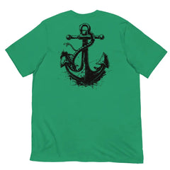 Anchor Strength T-shirt by Black Heart Tees Clothing – Symbolizing Resilience and Inner Strength (Back View, Kelly Green)