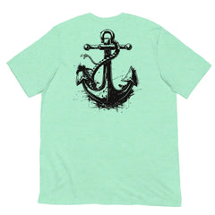 Anchor Strength T-shirt by Black Heart Tees Clothing – Symbolizing Resilience and Inner Strength (Back View, Mint)