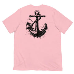 Anchor Strength T-shirt by Black Heart Tees Clothing – Symbolizing Resilience and Inner Strength (Back View, Pink)
