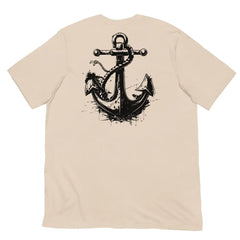 Anchor Strength T-shirt by Black Heart Tees Clothing – Symbolizing Resilience and Inner Strength (Back View, Soft Cream)