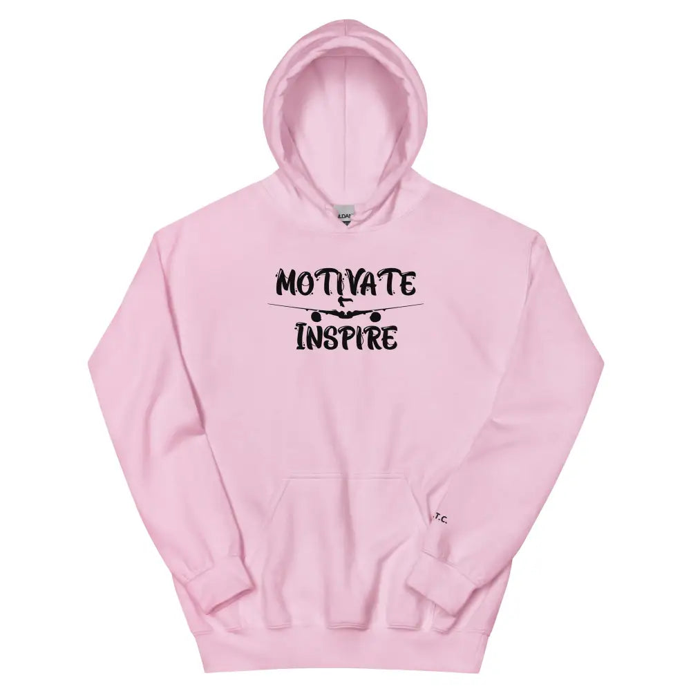 Black Print Motivate Inspire Hoodie – bold motivational streetwear by Black Heart Tees Clothing for comfort, empowerment, and everyday inspiration (Pink Hoodie)