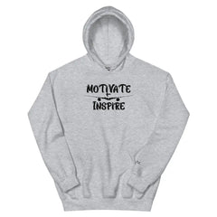 Black Print Motivate Inspire Hoodie – bold motivational streetwear by Black Heart Tees Clothing for comfort, empowerment, and everyday inspiration (Sports Grey Hoodie)