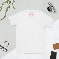 Flat lay of back view Love Coffee t-shirt – displaying a BHT Logo