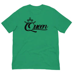 Front View of Queen Graphic Tee in Kelly Green – Empowering Women’s T-Shirt by Black Heart Tees Clothing