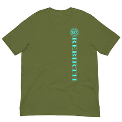 Rebirth Phoenix Tee – Olive Green cotton t-shirt by Black Heart Tees Clothing featuring phoenix rising from ashes design, symbolizing strength, rebirth, and hope. (Front View)