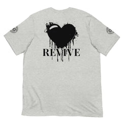 Revive Black Heart Tee – Athletic Heather Grey cotton t-shirt by Black Heart Tees Clothing featuring bold Black Heart design, symbolizing resilience, renewal, and inner strength. (Back View)