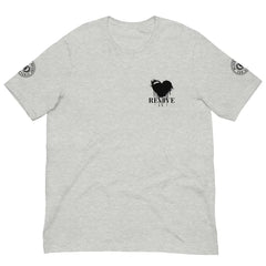 Revive Black Heart Tee – Athletic Heather Grey cotton t-shirt by Black Heart Tees Clothing featuring bold Black Heart design, symbolizing resilience, renewal, and inner strength. (Front View)