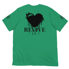 Revive Black Heart Tee – Kelly Green cotton t-shirt by Black Heart Tees Clothing featuring bold Black Heart design, symbolizing resilience, renewal, and inner strength. (Back View)