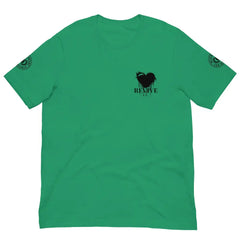 Revive Black Heart Tee – Kelly Green cotton t-shirt by Black Heart Tees Clothing featuring bold Black Heart design, symbolizing resilience, renewal, and inner strength. (Front View)