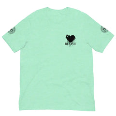 Revive Black Heart Tee – Mint cotton t-shirt by Black Heart Tees Clothing featuring bold Black Heart design, symbolizing resilience, renewal, and inner strength. (Front View)