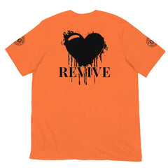 Revive Black Heart Tee – Orange cotton t-shirt by Black Heart Tees Clothing featuring bold Black Heart design, symbolizing resilience, renewal, and inner strength. (Back View)