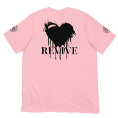 Revive Black Heart Tee – Pink cotton t-shirt by Black Heart Tees Clothing featuring bold Black Heart design, symbolizing resilience, renewal, and inner strength. (Back View)