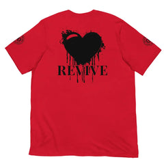 Revive Black Heart Tee – Red cotton t-shirt by Black Heart Tees Clothing featuring bold Black Heart design, symbolizing resilience, renewal, and inner strength. (Back View)