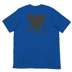 Revive Black Heart Tee – Royal Blue cotton t-shirt by Black Heart Tees Clothing featuring bold Black Heart design, symbolizing resilience, renewal, and inner strength. (Back View)