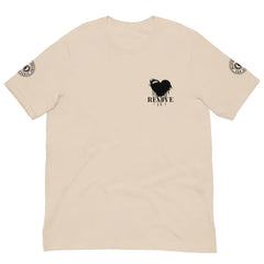 Revive Black Heart Tee – Soft Cream cotton t-shirt by Black Heart Tees Clothing featuring bold Black Heart design, symbolizing resilience, renewal, and inner strength. (Front View)