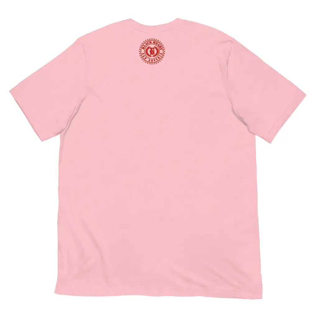 Be a Rose in Your Darkness graphic tee in Pink – rose and skull artwork representing strength and perseverance (Back View)