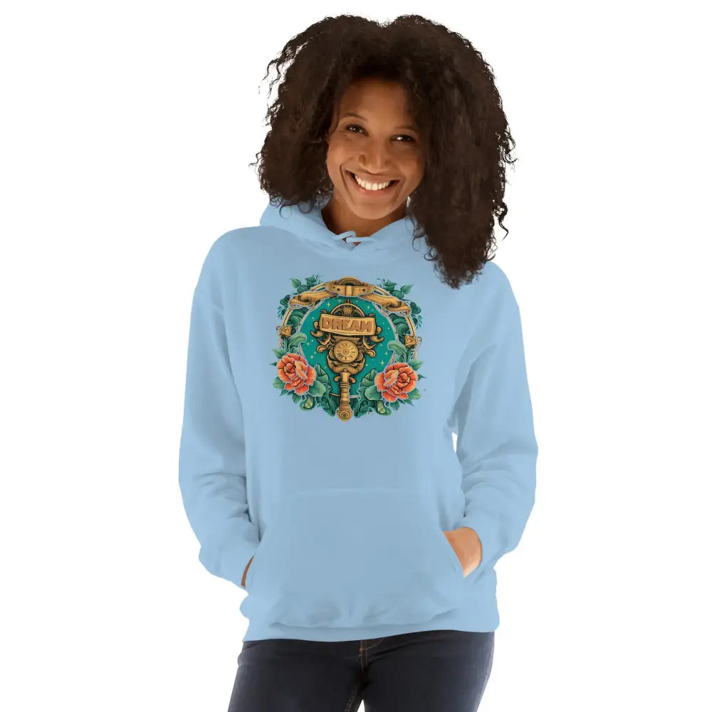 Women’s Dream Hoodie – Motivational Streetwear Pullover | Black Heart Tees - Light Blue / S