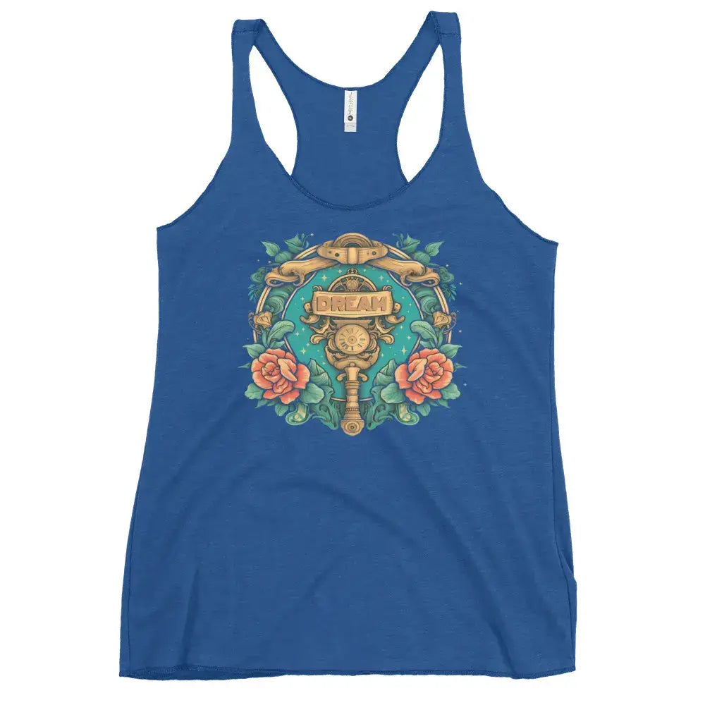 Royal blue women's Dream tank – athletic fit and empowering design from Black Heart Tees.