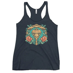 Women's vintage navy Dream racerback tank top with bold Dream design by Black Heart Tees