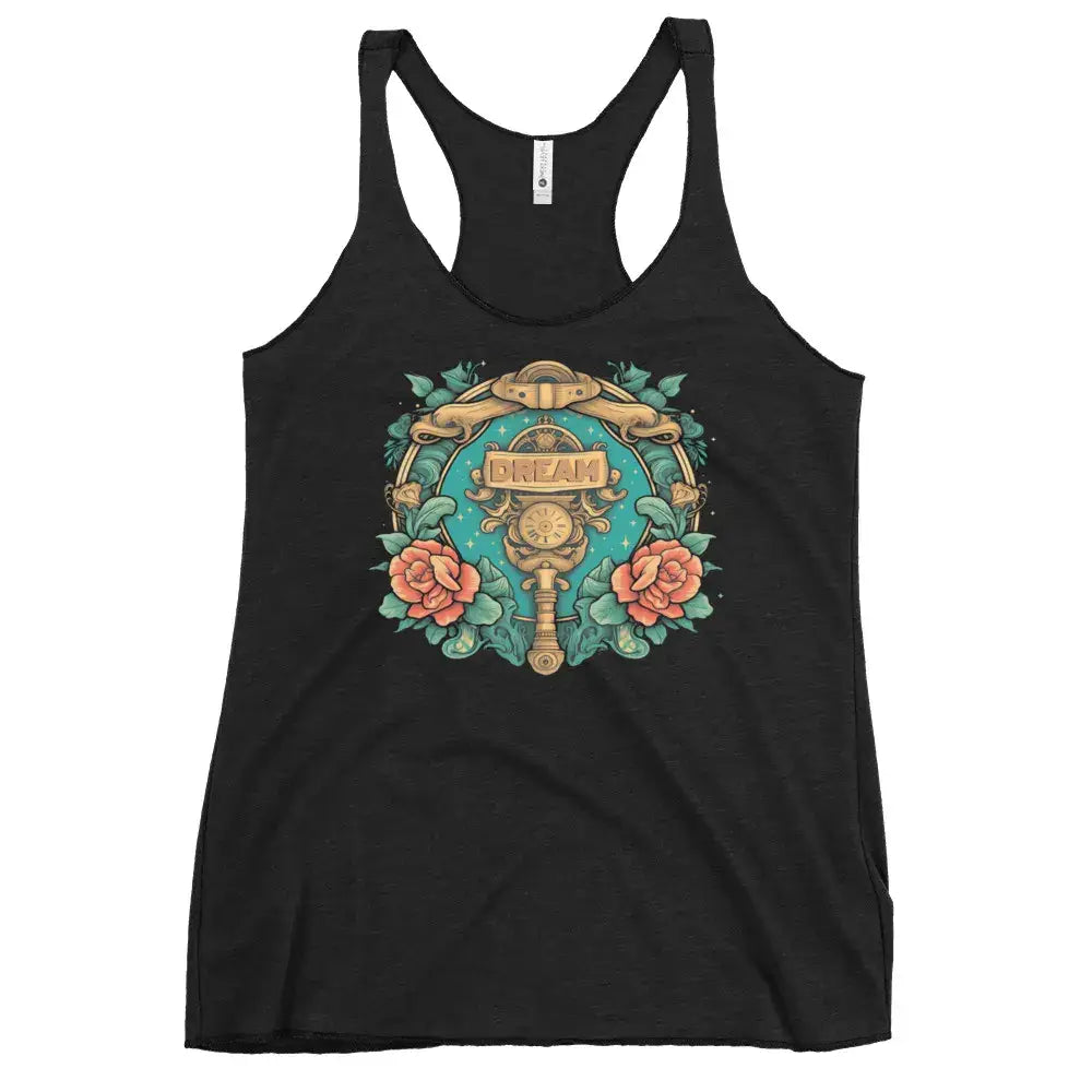 Dream Tank Top in vintage black – casual inspirational wear by Black Heart Tees.