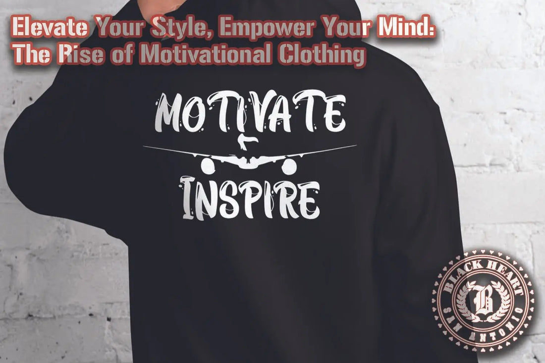 Model wearing a Black Heart Tees Clothing Motivate Inspire Black Hoodie.