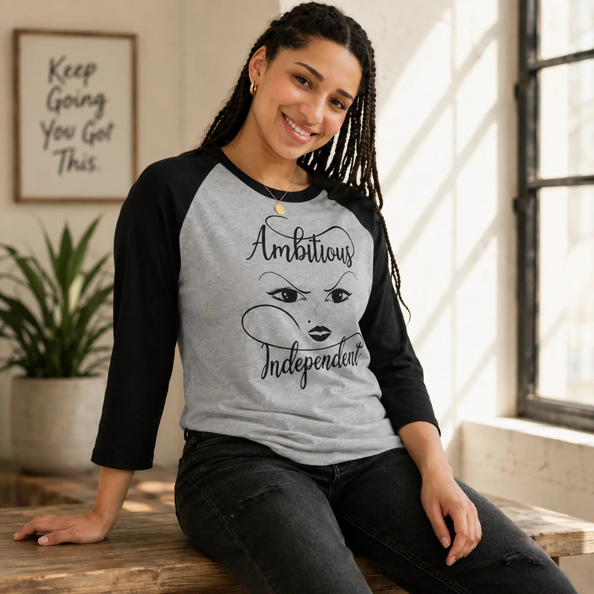 miling woman wearing a Black Heart Tees black "Dream" motivational tank top with colorful floral design – part of the inspirational tops collection.