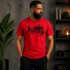 King Tee - red with black crown graphic - men's motivational apparel