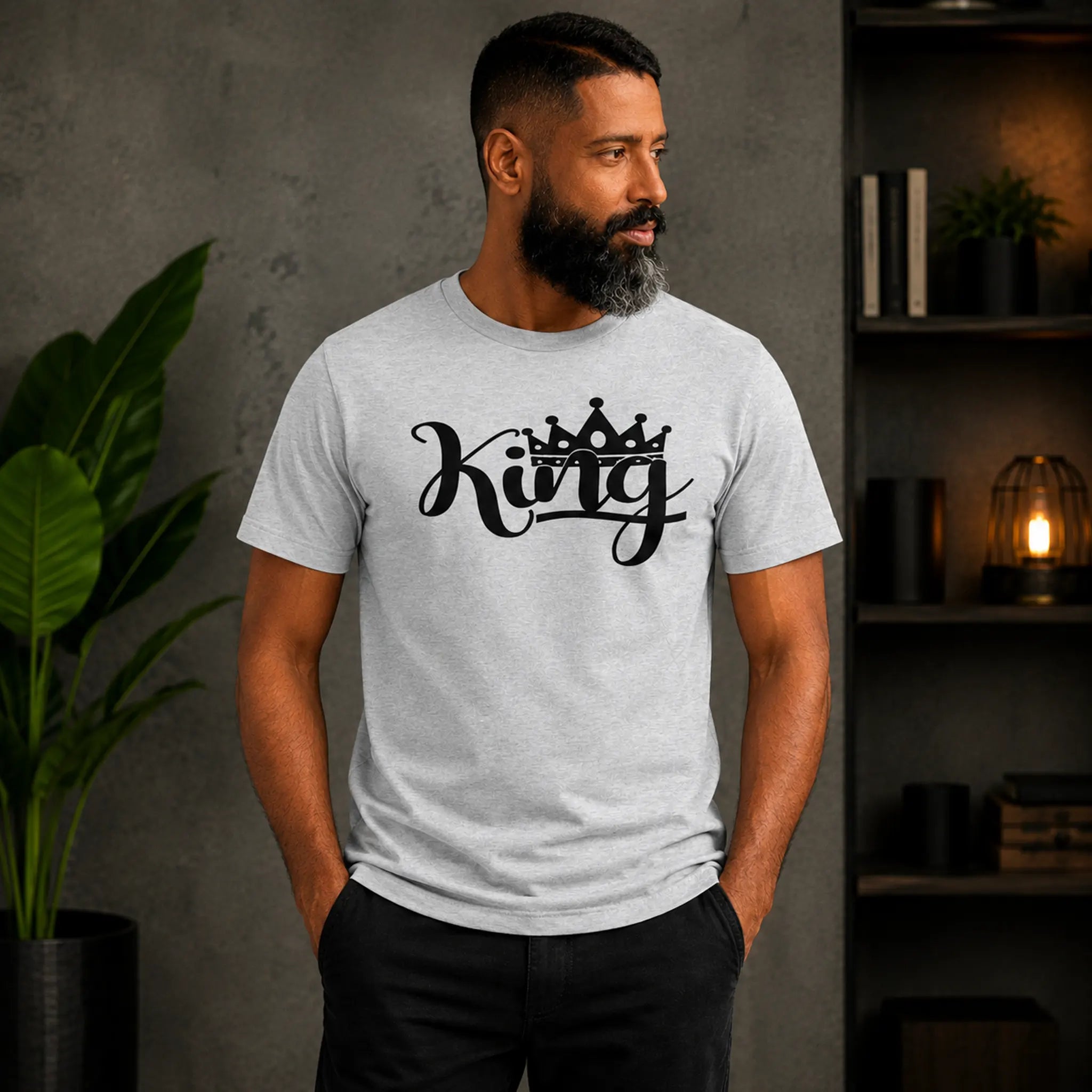 King Tee - sport grey with black crown graphic - men's motivational apparel