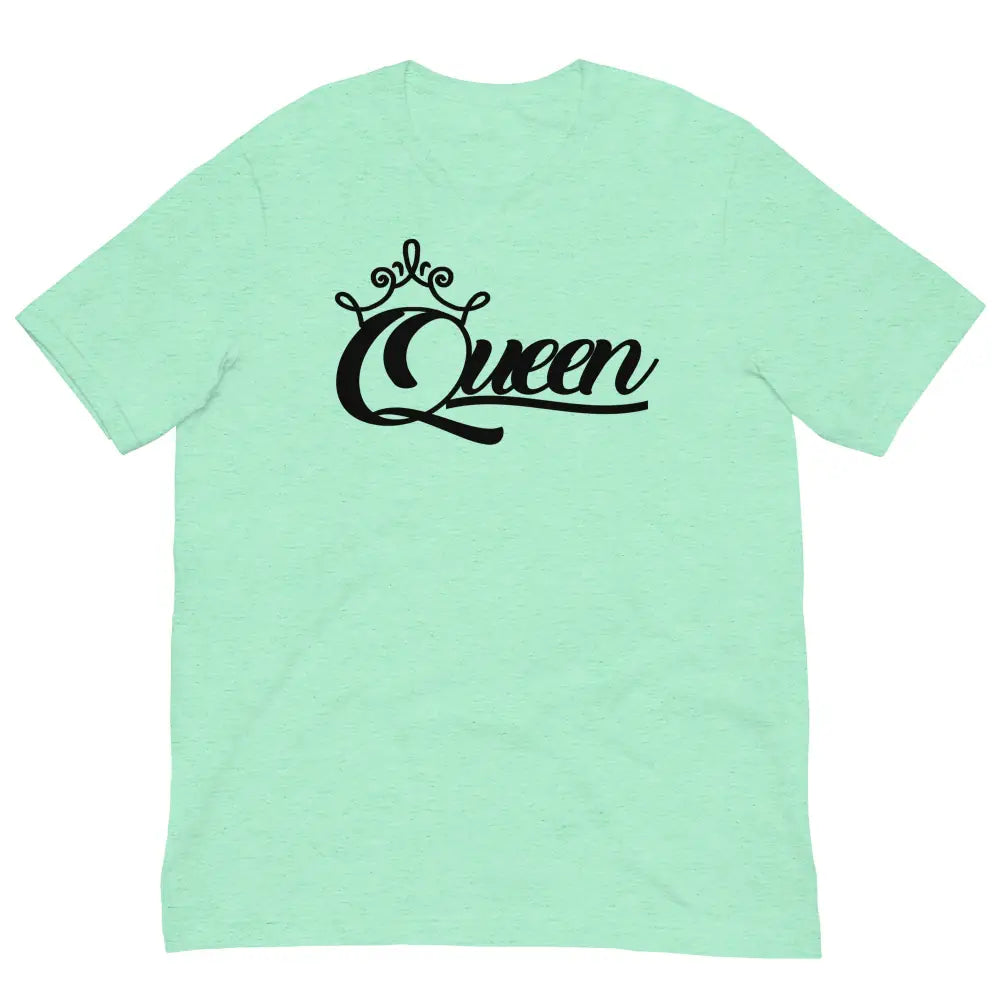 Front View of Queen Graphic Tee in Mint Green – Empowering Women’s T-Shirt by Black Heart Tees Clothing 