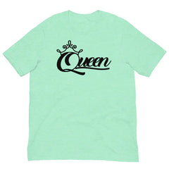 Front View of Queen Graphic Tee in Mint Green – Empowering Women’s T-Shirt by Black Heart Tees Clothing 