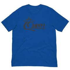 Front View of Queen Graphic Tee in Royal Blue – Empowering Women’s T-Shirt by Black Heart Tees Clothing 