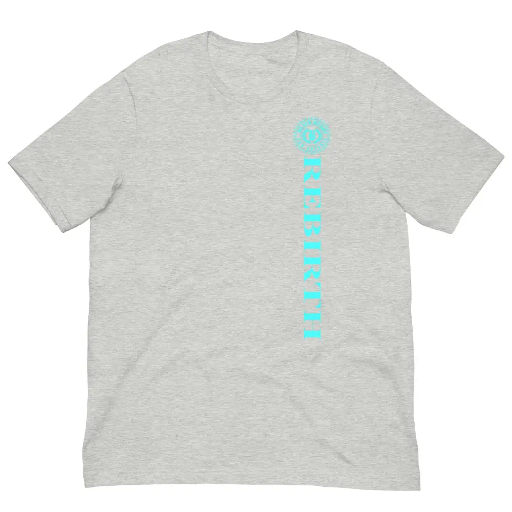 Rebirth Phoenix Tee – Athletic Heather Grey cotton t-shirt by Black Heart Tees Clothing featuring phoenix rising from ashes design, symbolizing strength, rebirth, and hope. (Front View)