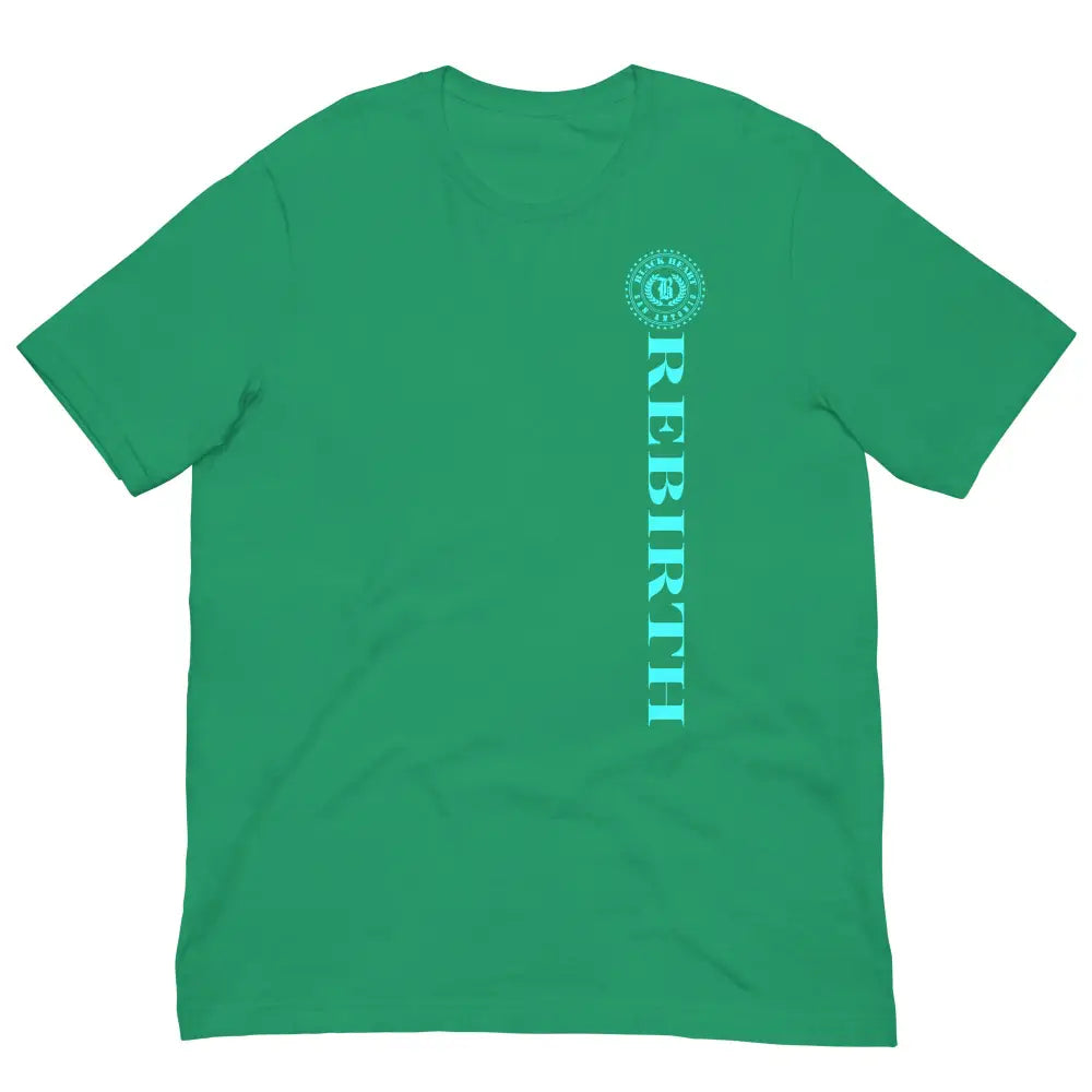 Rebirth Phoenix Tee – Kelly Green cotton t-shirt by Black Heart Tees Clothing featuring phoenix rising from ashes design, symbolizing strength, rebirth, and hope. (Front View)