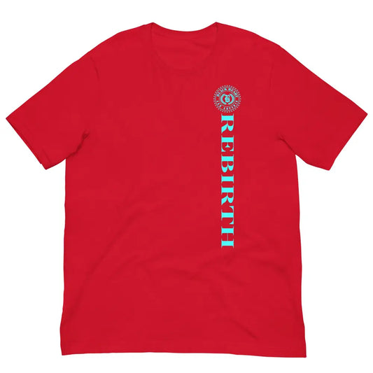 Rebirth Phoenix Tee – Red cotton t-shirt by Black Heart Tees Clothing featuring phoenix rising from ashes design, symbolizing strength, rebirth, and hope. (Front View)