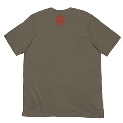 Be a Rose in Your Darkness graphic tee in Army Green – rose and skull artwork representing strength and perseverance (Back View)