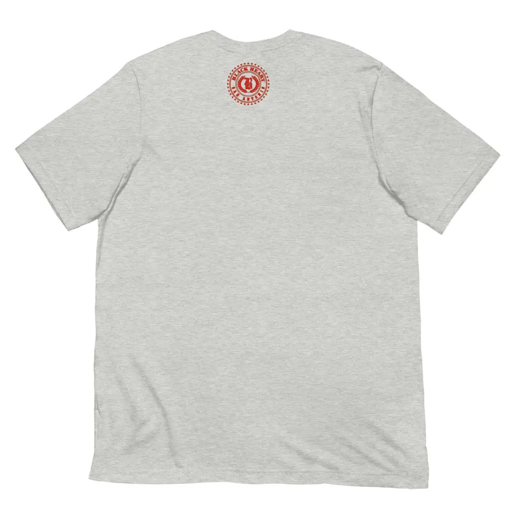 Be a Rose in Your Darkness graphic tee in Athletic Heather – rose and skull artwork representing strength and perseverance (Back View)