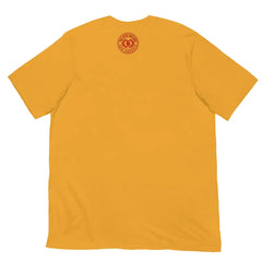 Be a Rose in Your Darkness graphic tee in Mustard Yellow – rose and skull artwork representing strength and perseverance (Back View)